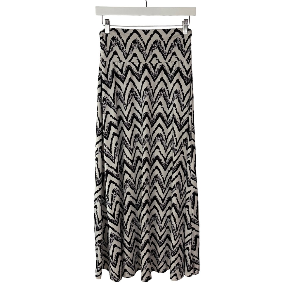 Signature Studio Womens Black White Chevron Zig Zag Maxi Skirt Size Medium